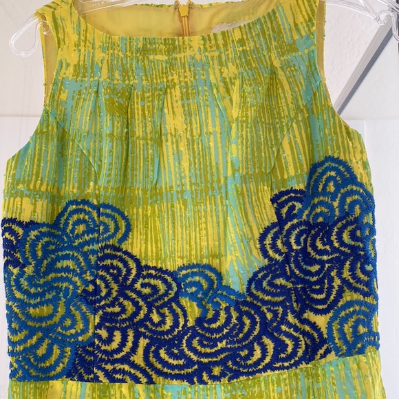 NWT Anthropologie Tabitha Neon Azure Scroll Dress 0 - Picture 5 of 7